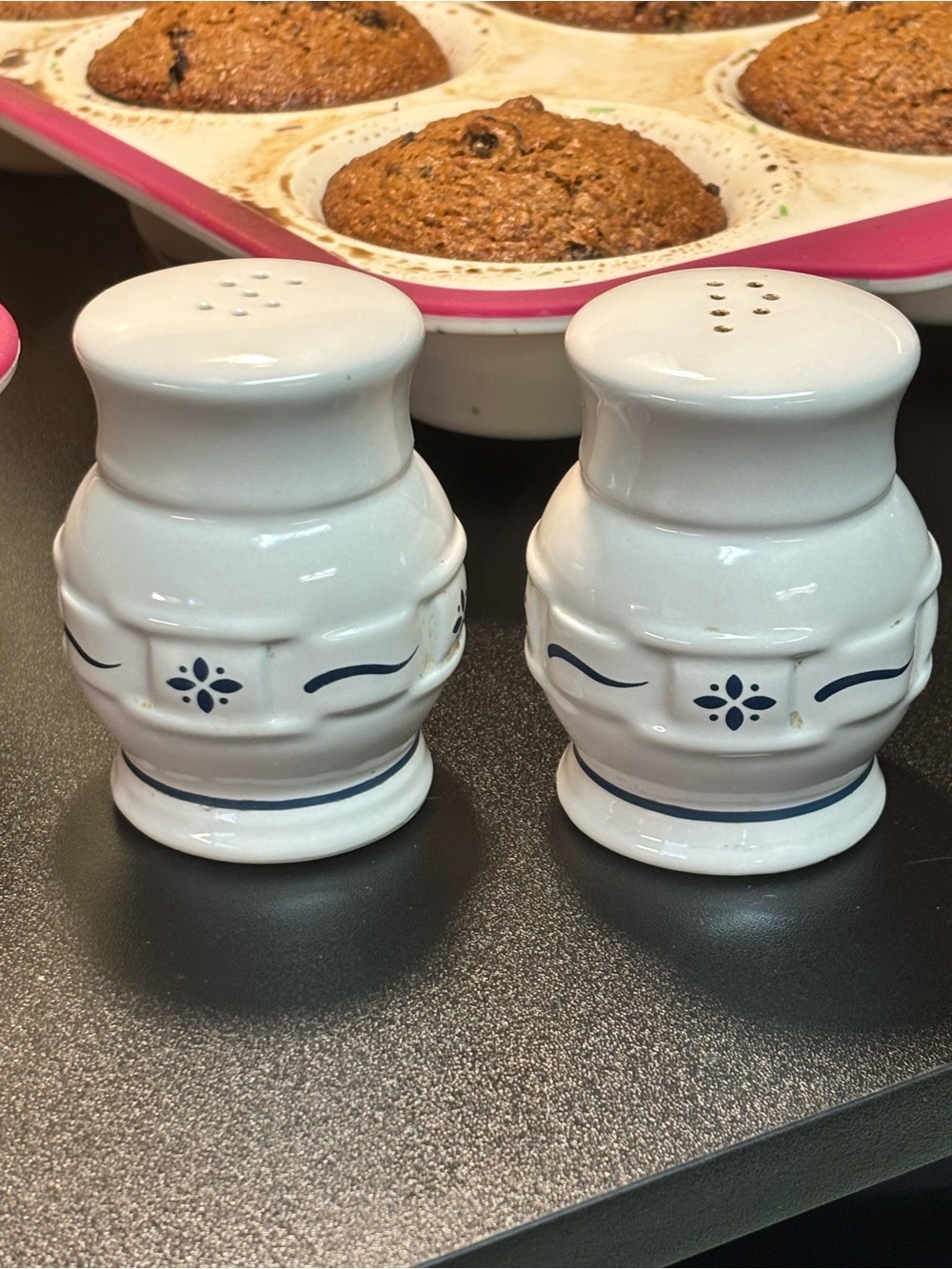 Longaberger Classic White Woven Traditions Salt and Pepper Shakers Set